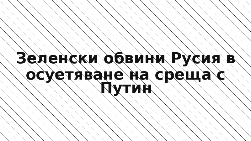 Зеленски обвини Русия в осуетяване на среща с Путин