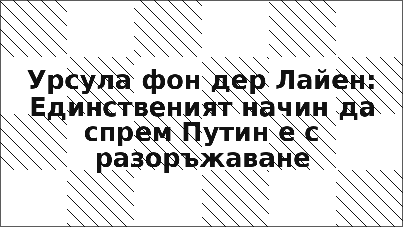 Урсула фон дер Лайен: Единственият начин да спрем Путин е с разоръжаване