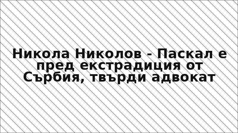 Никола Николов - Паскал е пред екстрадиция от Сърбия, твърди адвокат