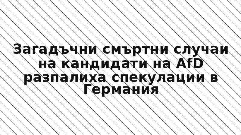 Загадъчни смъртни случаи на кандидати на AfD разпалиха спекулации в Германия