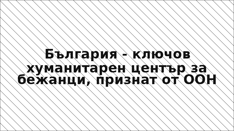 България - ключов хуманитарен център за бежанци, признат от ООН