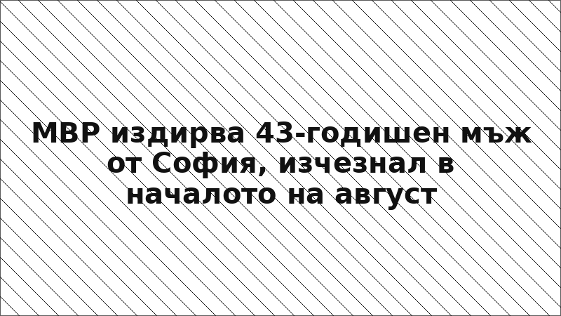 МВР издирва 43-годишен мъж от София, изчезнал в началото на август