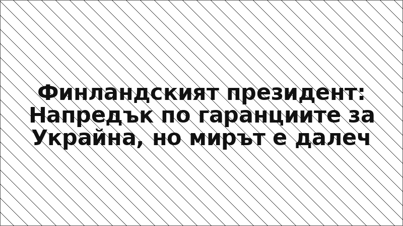 Финландският президент: Напредък по гаранциите за Украйна, но мирът е далеч