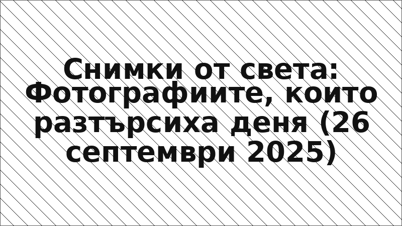 Снимки от света: Фотографиите, които разтърсиха деня (26 септември 2025)