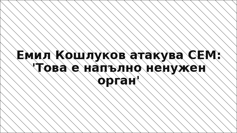 Емил Кошлуков атакува СЕМ: 'Това е напълно ненужен орган'