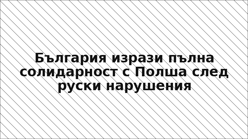 България изрази пълна солидарност с Полша след руски нарушения