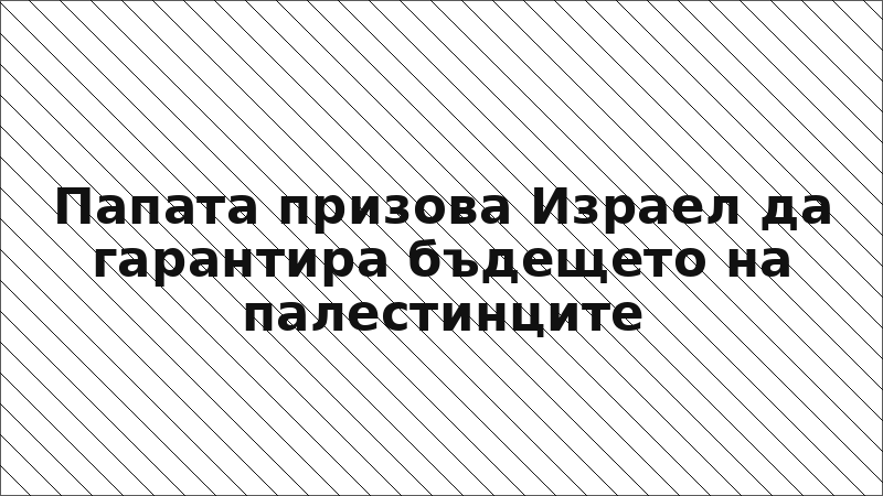 Папата призова Израел да гарантира бъдещето на палестинците