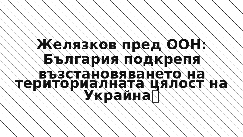Желязков пред ООН: България подкрепя възстановяването на териториалната цялост на Украйна