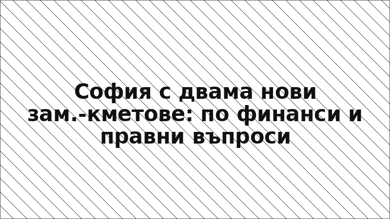 София с двама нови зам.-кметове: по финанси и правни въпроси