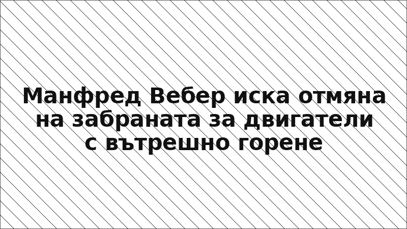 Манфред Вебер иска отмяна на забраната за двигатели с вътрешно горене