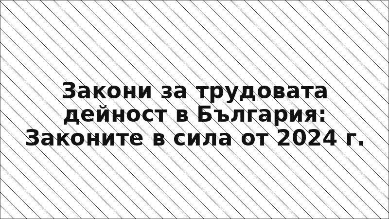 Закони за трудовата дейност в България: Законите в сила от 2024 г.