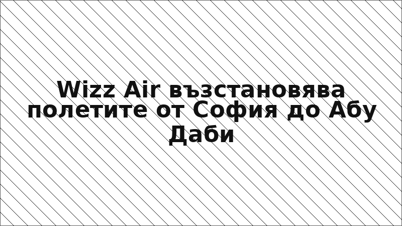 Wizz Air възстановява полетите от София до Абу Даби