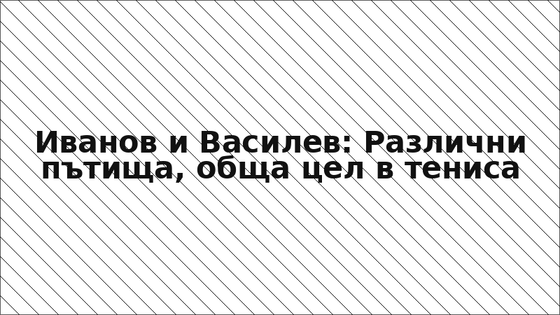 Иванов и Василев: Различни пътища, обща цел в тениса