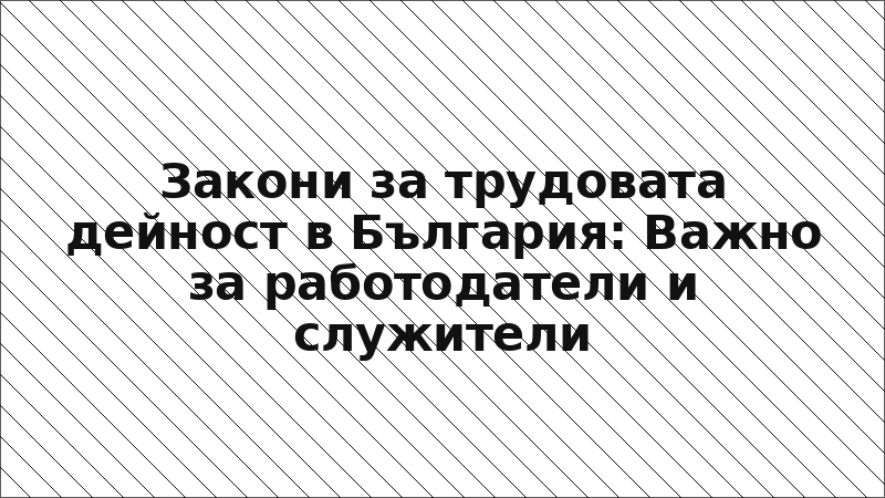Закони за трудовата дейност в България: Важно за работодатели и служители