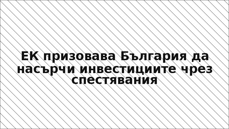 ЕК призовава България да насърчи инвестициите чрез спестявания