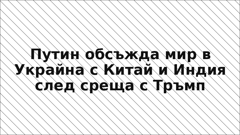 Путин обсъжда мир в Украйна с Китай и Индия след среща с Тръмп