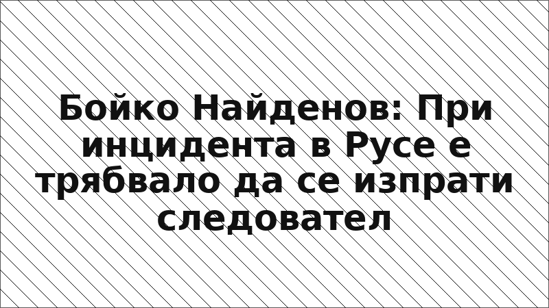 Бойко Найденов: При инцидента в Русе е трябвало да се изпрати следовател