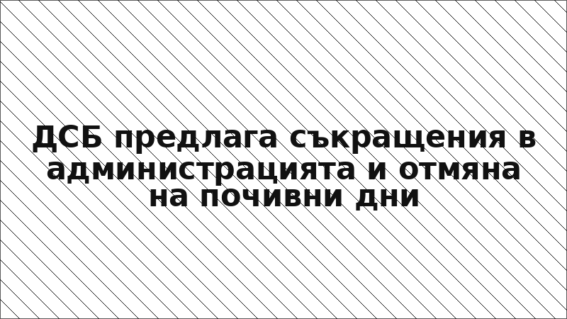 ДСБ предлага съкращения в администрацията и отмяна на почивни дни