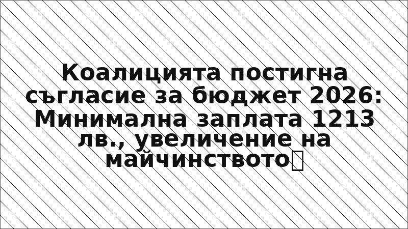 Коалицията постигна съгласие за бюджет 2026: Минимална заплата 1213 лв., увеличение на майчинството