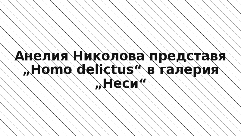 Анелия Николова представя „Homo delictus“ в галерия „Неси“
