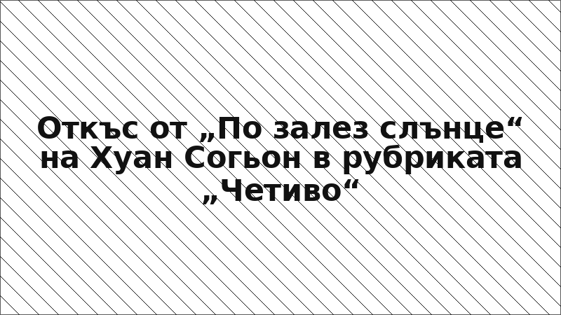 Откъс от „По залез слънце“ на Хуан Согьон в рубриката „Четиво“