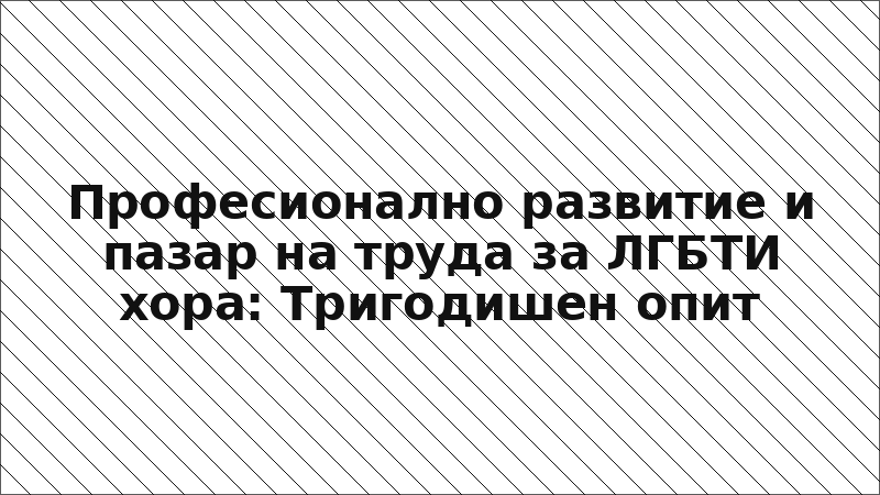 Професионално развитие и пазар на труда за ЛГБТИ хора: Тригодишен опит
