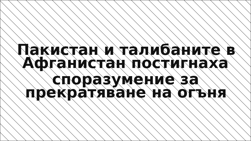 Пакистан и талибаните в Афганистан постигнаха споразумение за прекратяване на огъня