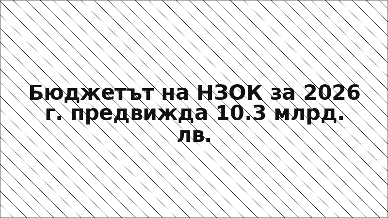 Бюджетът на НЗОК за 2026 г. предвижда 10.3 млрд. лв.