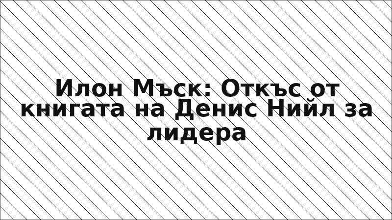 Илон Мъск: Откъс от книгата на Денис Нийл за лидера