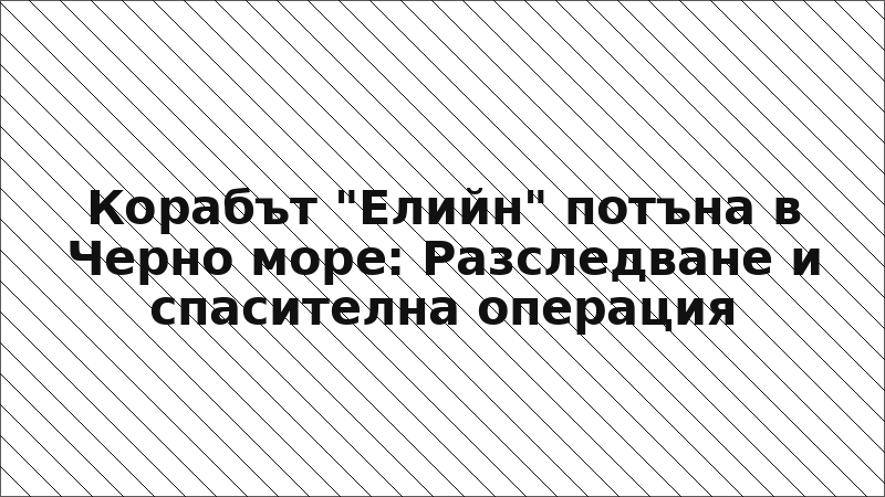 Корабът "Елийн" потъна в Черно море: Разследване и спасителна операция