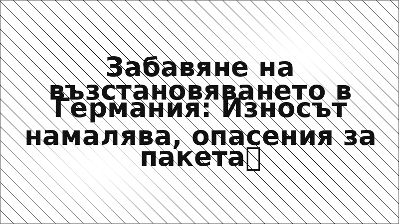 Забавяне на възстановяването в Германия: Износът намалява, опасения за пакета