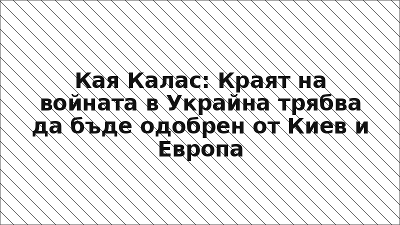 Кая Калас: Краят на войната в Украйна трябва да бъде одобрен от Киев и Европа