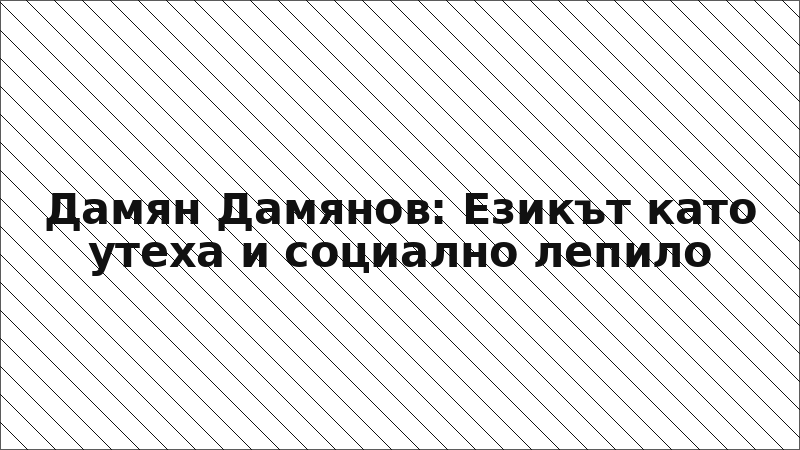 Дамян Дамянов: Езикът като утеха и социално лепило