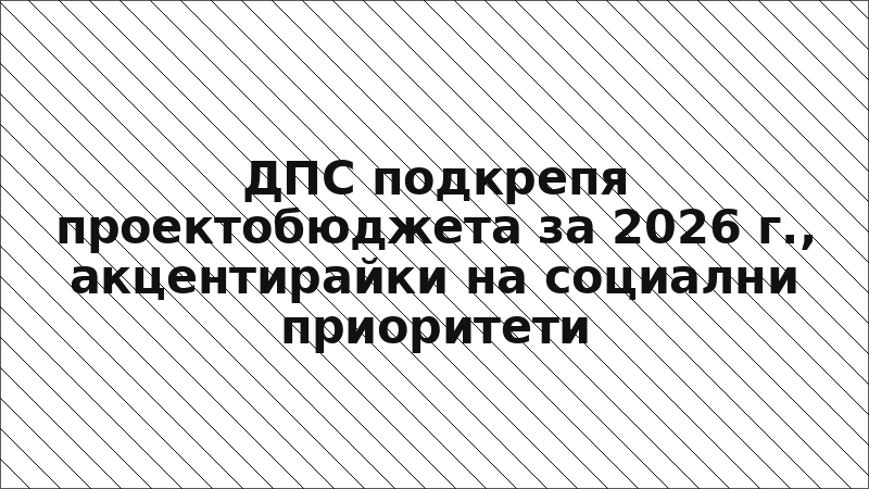 ДПС подкрепя проектобюджета за 2026 г., акцентирайки на социални приоритети