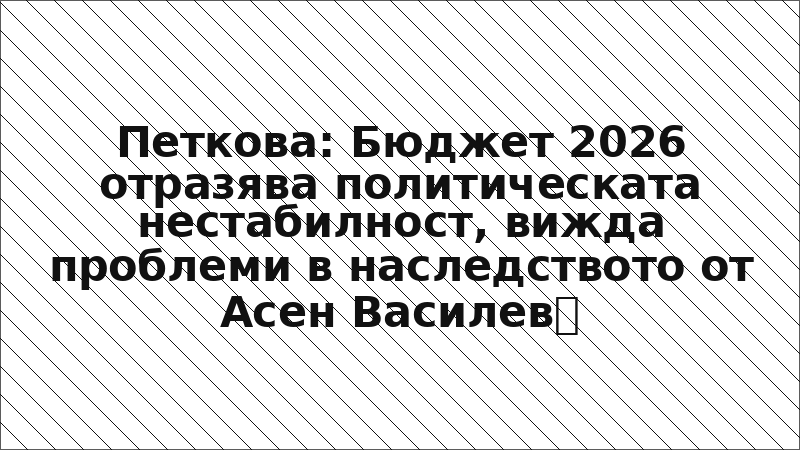 Петкова: Бюджет 2026 отразява политическата нестабилност, вижда проблеми в наследството от Асен Василев