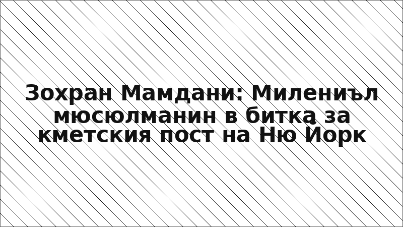 Зохран Мамдани: Милениъл мюсюлманин в битка за кметския пост на Ню Йорк