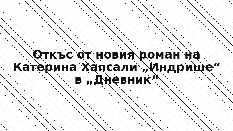 Откъс от новия роман на Катерина Хапсали „Индрише“ в „Дневник“