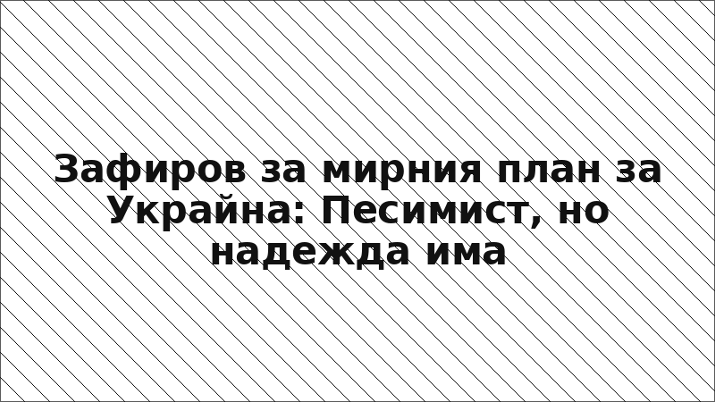 Зафиров за мирния план за Украйна: Песимист, но надежда има