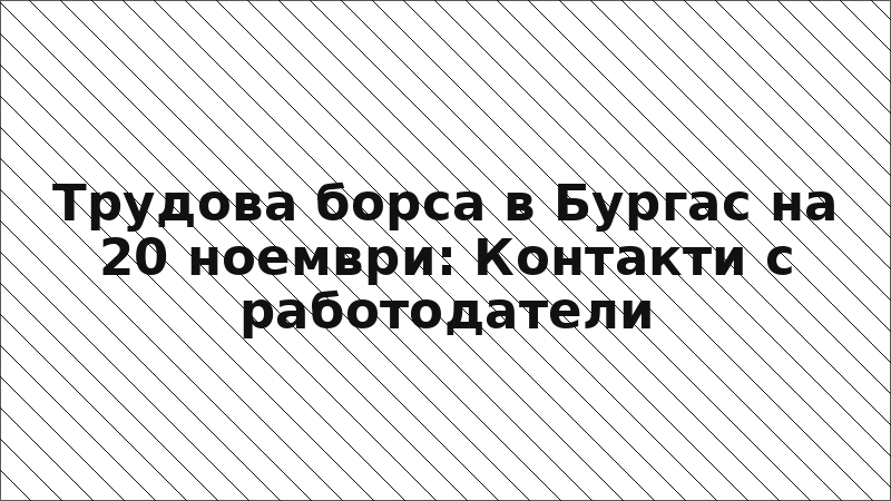 Трудова борса в Бургас на 20 ноември: Контакти с работодатели