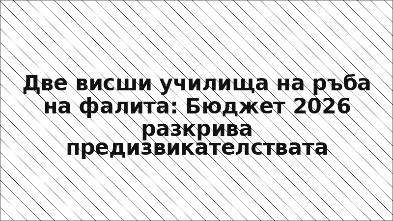 Две висши училища на ръба на фалита: Бюджет 2026 разкрива предизвикателствата