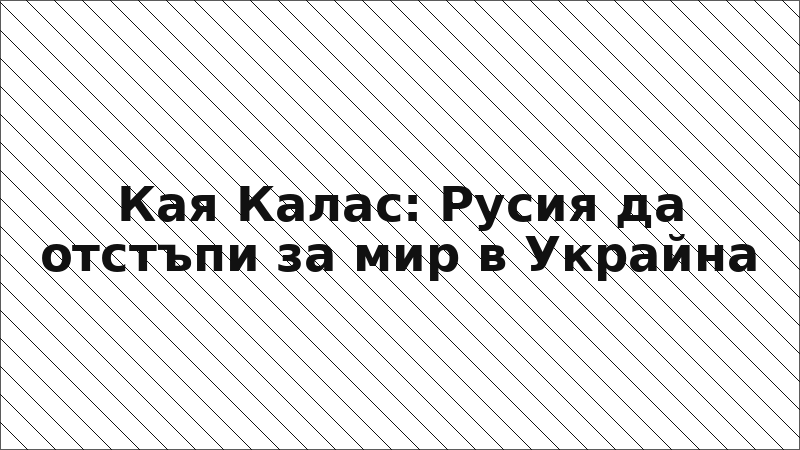 Кая Калас: Русия да отстъпи за мир в Украйна