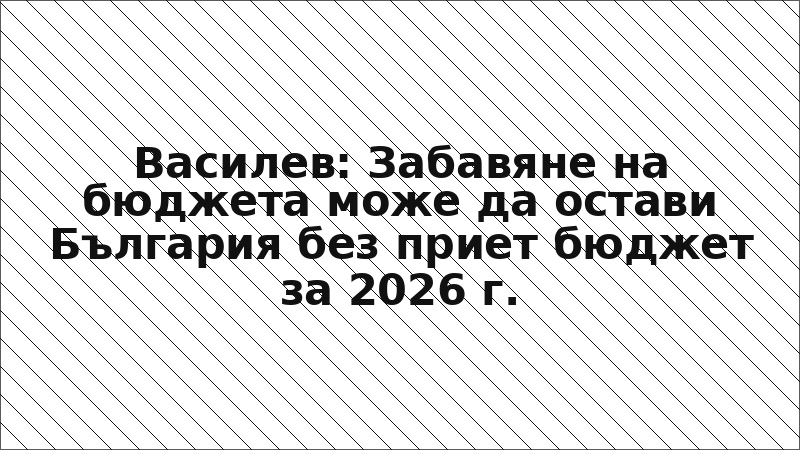 Василев: Забавяне на бюджета може да остави България без приет бюджет за 2026 г.