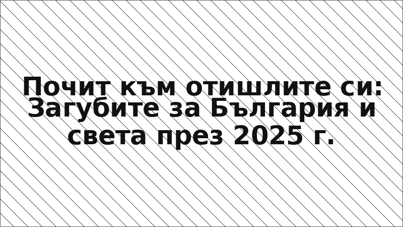 Почит към отишлите си: Загубите за България и света през 2025 г.