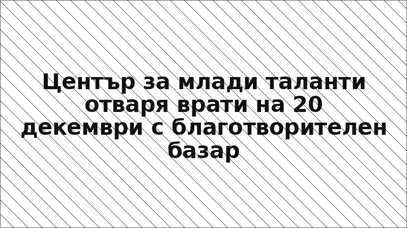 Център за млади таланти отваря врати на 20 декември с благотворителен базар