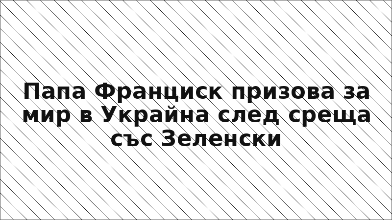 Папа Франциск призова за мир в Украйна след среща със Зеленски