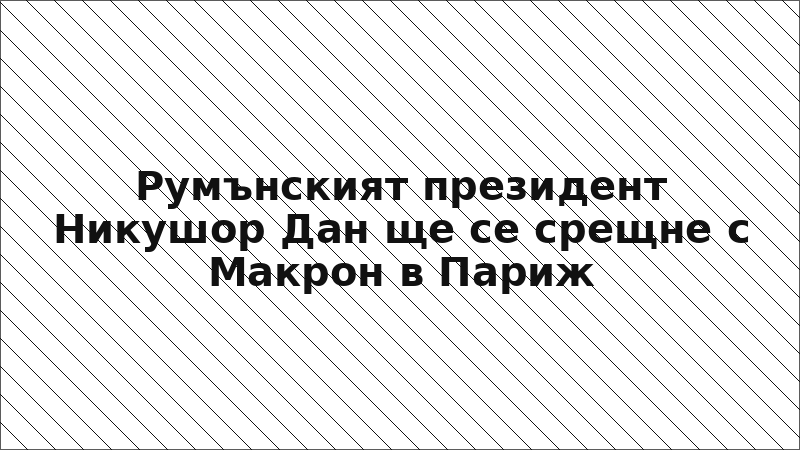 Румънският президент Никушор Дан ще се срещне с Макрон в Париж