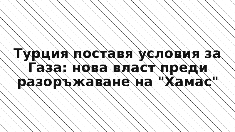 Турция поставя условия за Газа: нова власт преди разоръжаване на "Хамас"