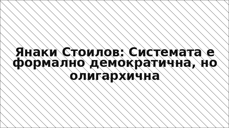 Янаки Стоилов: Системата е формално демократична, но олигархична