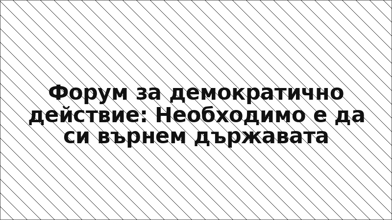 Форум за демократично действие: Необходимо е да си върнем държавата