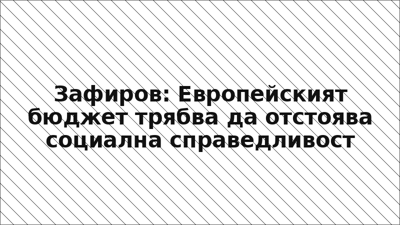 Зафиров: Европейският бюджет трябва да отстоява социална справедливост